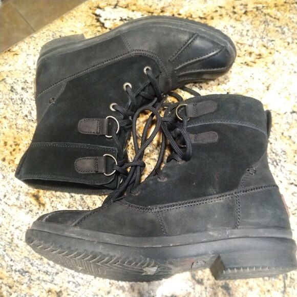 UGG Azaria Black Waterproof Suede Lace Up Leather Winter Boots 1017380 Women's 7 - Picture 7 of 12